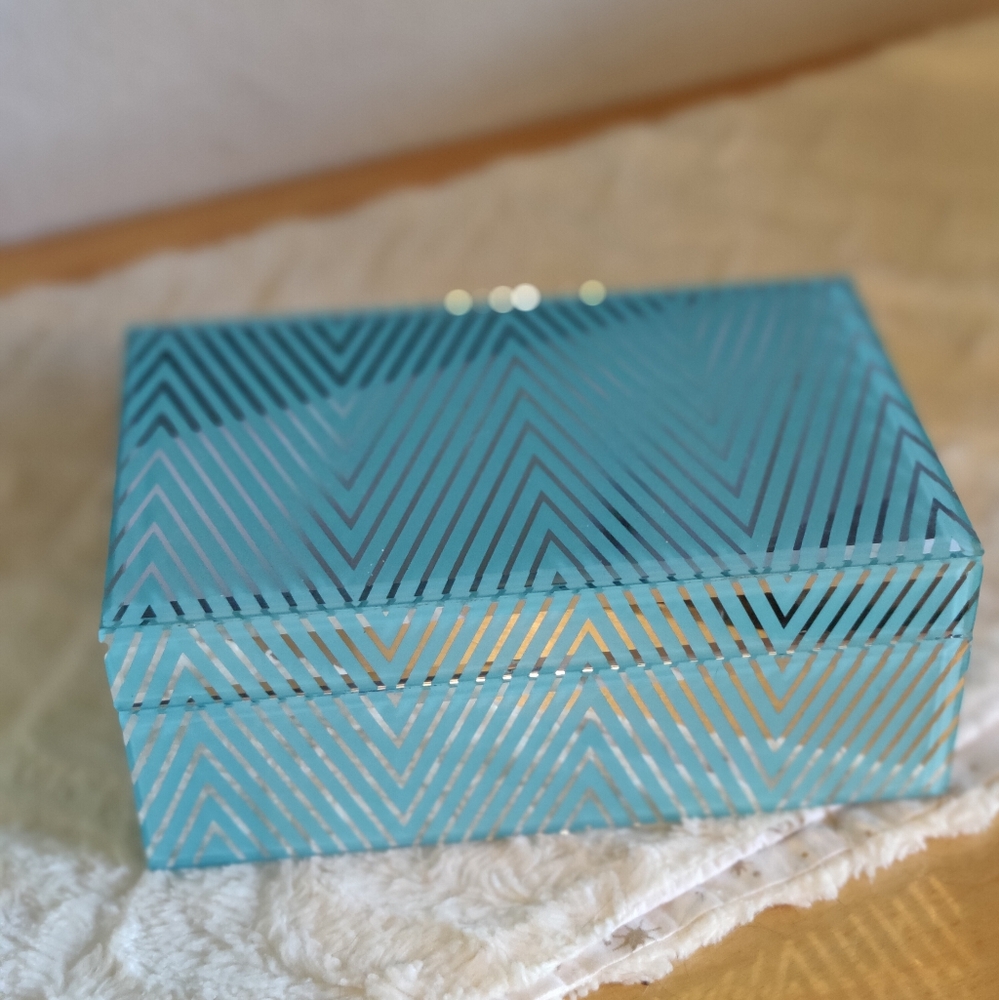 Blue and Silver Geometric Jewelry Box